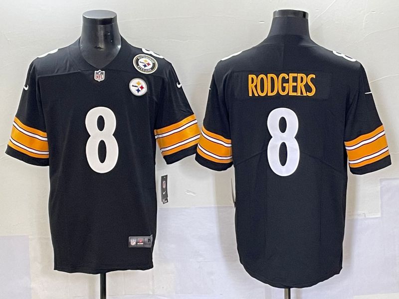 Men 2025 Pittsburgh Steelers #8 Rodgers Black white Nike Limited NFL Jersey style 2->pittsburgh steelers->NFL Jersey